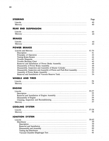 1953 Lincoln and Mercury Body-Chassis Repair and Adjustment Manual Supplement