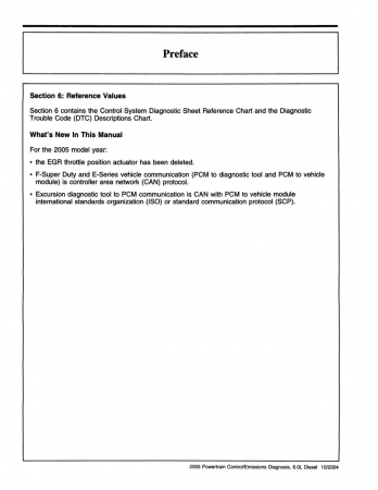 2005 Ford 6.0L Diesel Powertrain Control / Emissions Diagnosis Manual