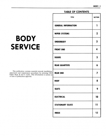 1983 Chevrolet Monte Carlo, El Camino, Malibu, Impala, Caprice Shop Manual