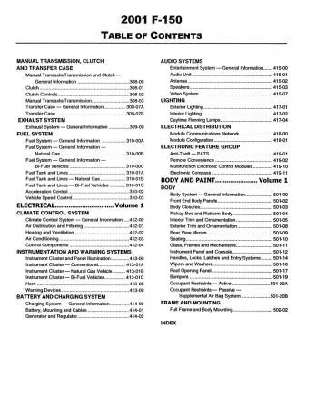 2001 Ford F-150 Truck Workshop Manual