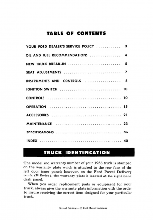 1963 Ford Truck Owner's Manual