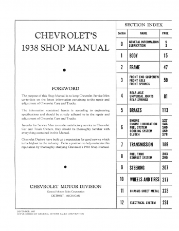 1938 Chevrolet Car and Truck Shop Manual
