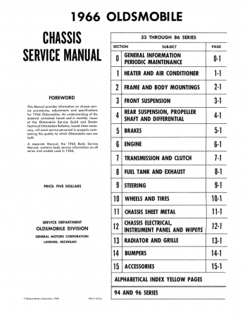 1966 Oldsmobile Chassis Service Manual 