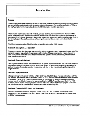 2001 Ford Car & Truck Powertrain Control / Emissions Diagnosis Service Manual - OBD-II