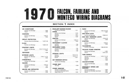 1970 Ford Falcon, Fairlane, Montego & Cortina Wiring and Vacuum Diagrams Manual