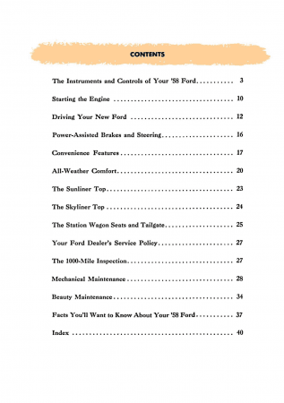 1958 Ford Car Owner's Manual Instruktionsbok