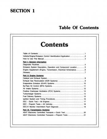 1991 Ford Engine / Emissions Diagnosis Shop Manual - Cars & Trucks