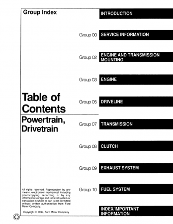 1995 Ford Econoline Powertrain Drivetrain Body Chassis Service Manual