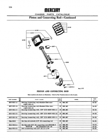 1954 - 1955 Mercury Chassis Parts Catalog