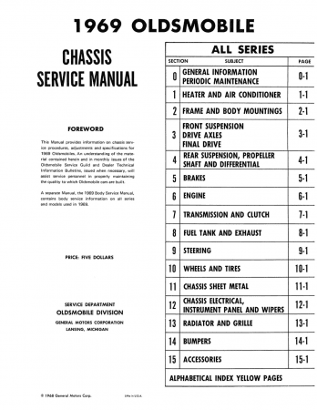 1969 Oldsmobile Chassis Service Manual 