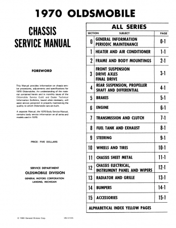 1970 Oldsmobile Chassis Service Manual 