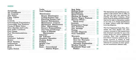 1964 Ford Car Owner's Manual Instruktionsbok