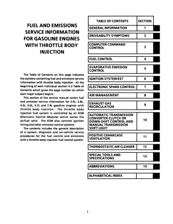 1990 Chevrolet S-10 Models Service Manual