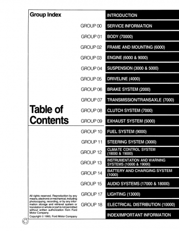 1991 Ford Mustang Car Shop Manual