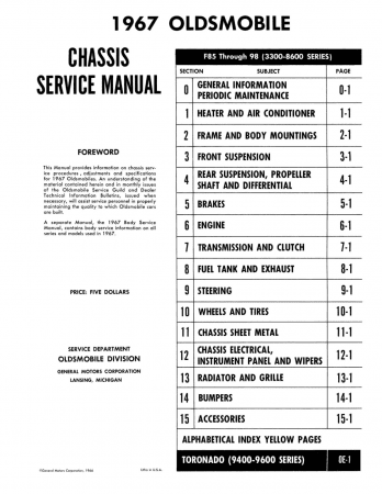 1967 Oldsmobile Chassis Service Manual 