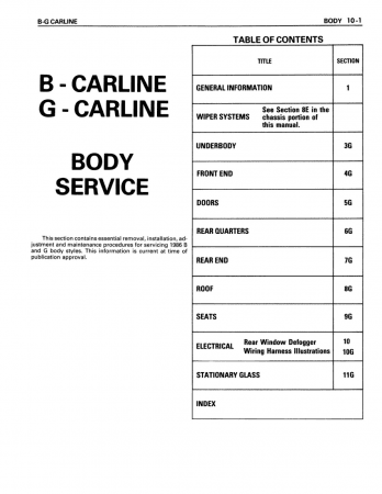1986 Chevrolet Monte Carlo, El Camino, Caprice Shop Manual
