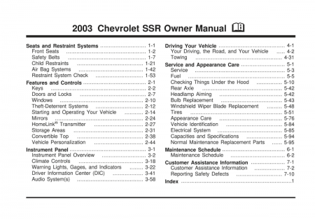 2003 Chevrolet SSR Instruktionsbok