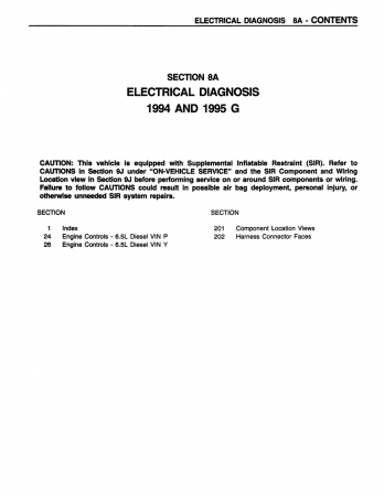 1994 - 1995 Chevrolet & GMC C-K Truck, G & P3 Van 6.5 Diesel Electrical Diagnosis Manual Supplement