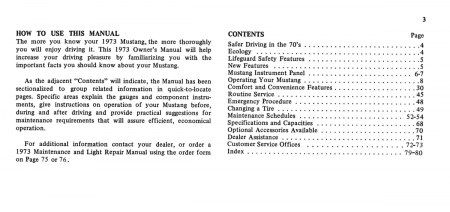 1973 Mustang Owner's Manual