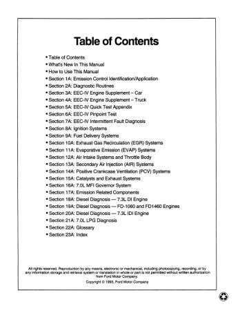 1994 Ford Mustang 3.8L & 4.6L Thunderbird/Cougar Powertrain Control / Emissions Diagnosis Service Manual OBD-II