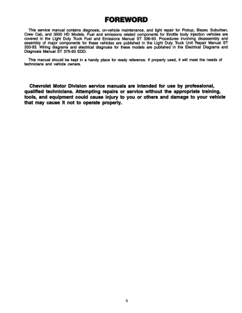 1993 Chevrolet C-K Models Service Manual
