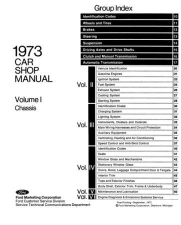 1973 Ford / Lincoln / Mercury Shop Manual