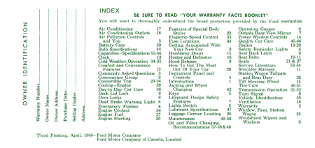 1968 Ford Car Owner's Manual Instruktionsbok i färg