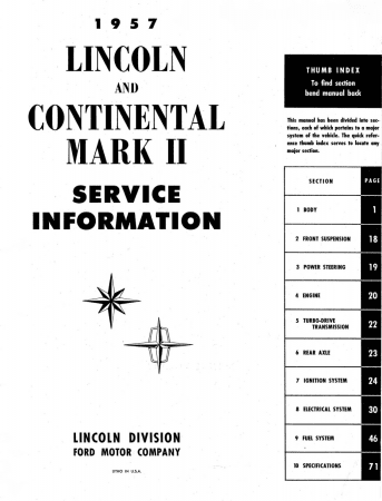 1956-1957 Lincoln Maintenance Manual