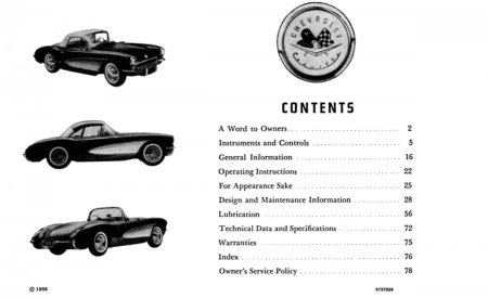 1956 Chevrolet Corvette Owner's Manual