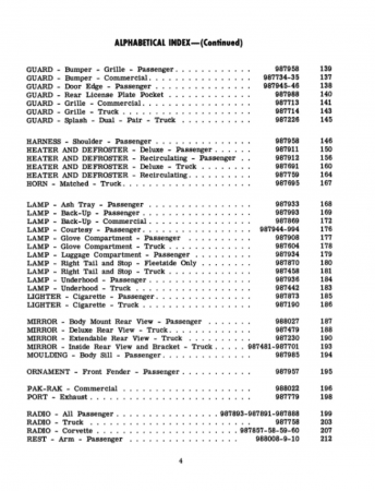 1959 Chevrolet Car and Truck Accessories Installation Reference Manual