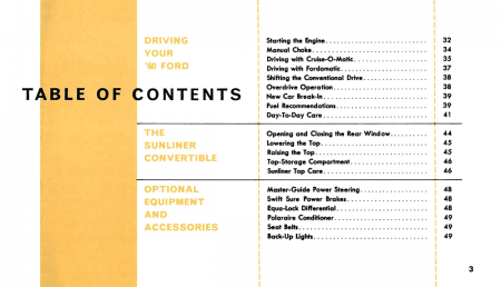 1960 Ford Car Owner's Manual Instruktionsbok i färg.