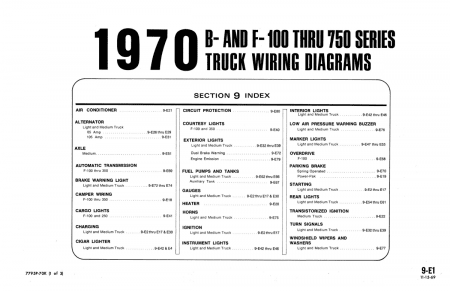 1970 Ford Bronco, Econoline, P-Series & B-, F-Series Truck Wiring Diagrams Manual