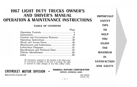 1967 Chevy Truck 10-30 Instruktionsbok