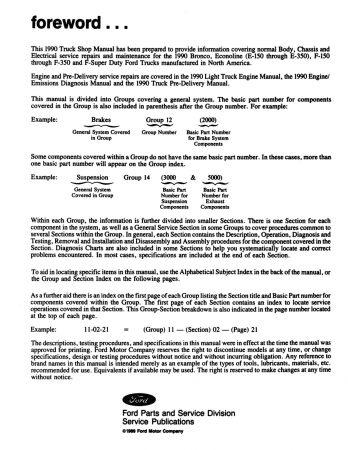 1990 Ford Aerostar, Ranger, Bronco II Truck Shop Manual