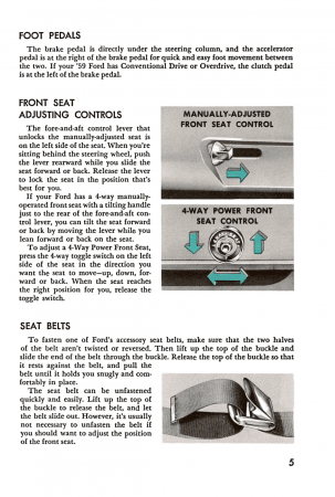 1959 Ford Car Owner's Manual Instruktionsbok