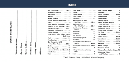 1966 Ford Car Owner's Manual Instruktionsbok
