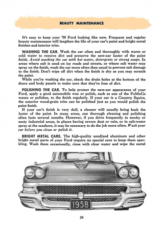 1958 Ford Car Owner's Manual Instruktionsbok