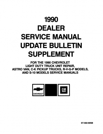 1990 Chevrolet S-10 Models Service Manual