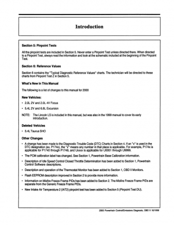 2000 Ford Car & Truck Powertrain Control / Emissions Diagnosis Service Manual - OBD-II