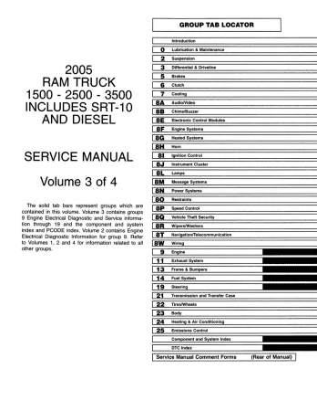 2005 Dodge Ram Truck 1500, 2500, 3500 Service Manual