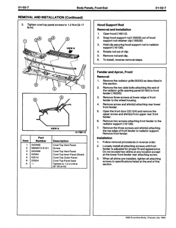 1995 Ford Econoline Powertrain Drivetrain Body Chassis Service Manual