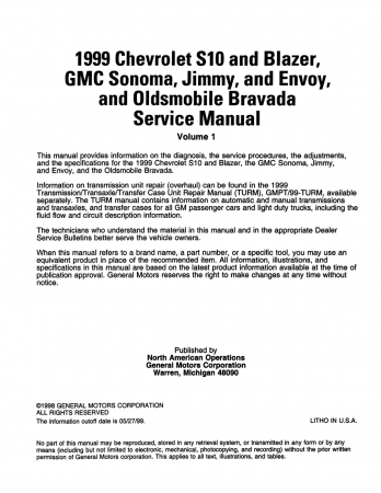 1999 Chevrolet & GMC S/T Truck Service Manual