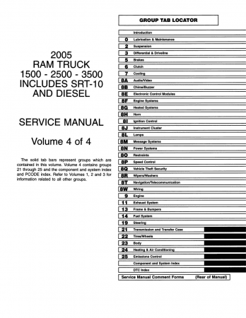 2005 Dodge Ram Truck 1500, 2500, 3500 Service Manual