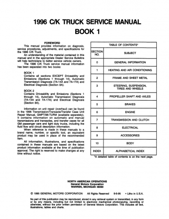 1996 Chevrolet & GMC C/K Truck Service Manual