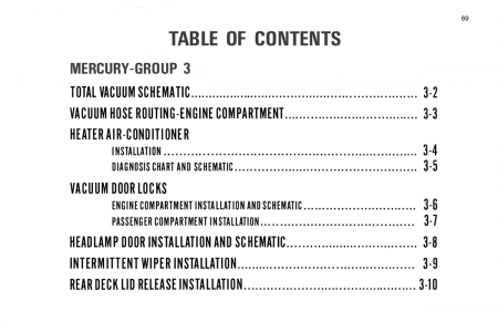 1969 Ford Car, Meteor, Mercury Wiring and Vacuum Diagrams Manual
