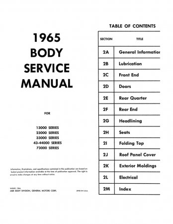 Servicemanual Chevrolet Chevelle, Chevy II Corvair