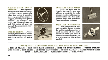 1961 Ford Car Owner's Manual Instruktionsbok