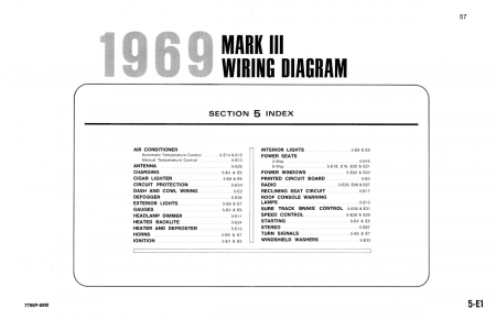 1969 Lincoln and Mark III Wiring and Vacuum Diagrams Manual