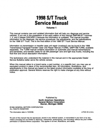 1998 Chevrolet & GMC S/T Truck Service Manual