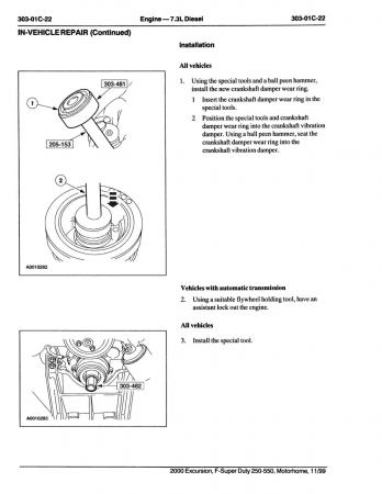 2000 Ford F-Super Duty 250, 350, 450, 550, Motorhome, Excursion Workshop Manual